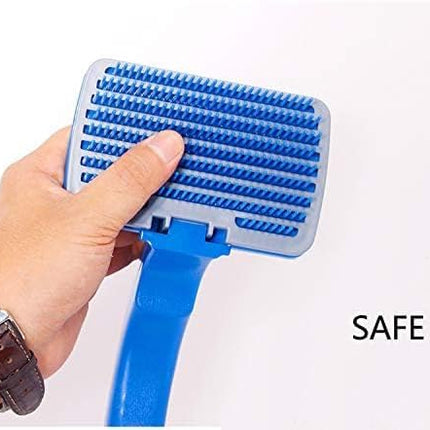Pet Grooming Slicker Brush with Self Cleaning Button Canine and Feline Hair Remover Small