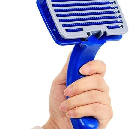 Pet Grooming Slicker Brush with Self Cleaning Button Canine and Feline Hair Remover Small