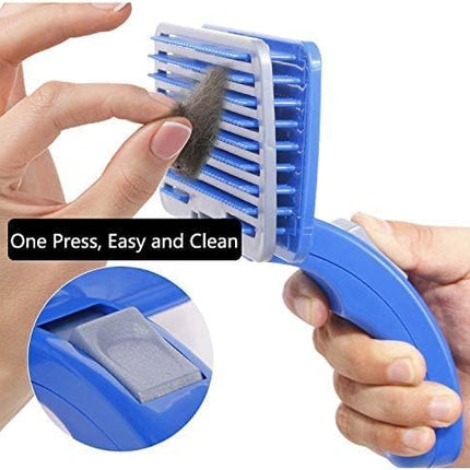 Pet Grooming Slicker Brush with Self Cleaning Button Canine and Feline Hair Remover Small