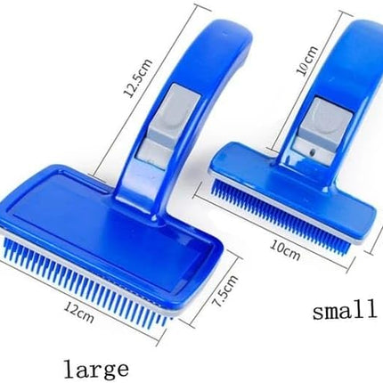 Pet Grooming Slicker Brush with Self Cleaning Button Canine and Feline Hair Remover Small