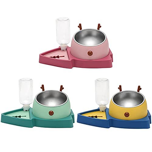 COSYOO Double Pet Food Bowl Detachable Cute Stainless Steel