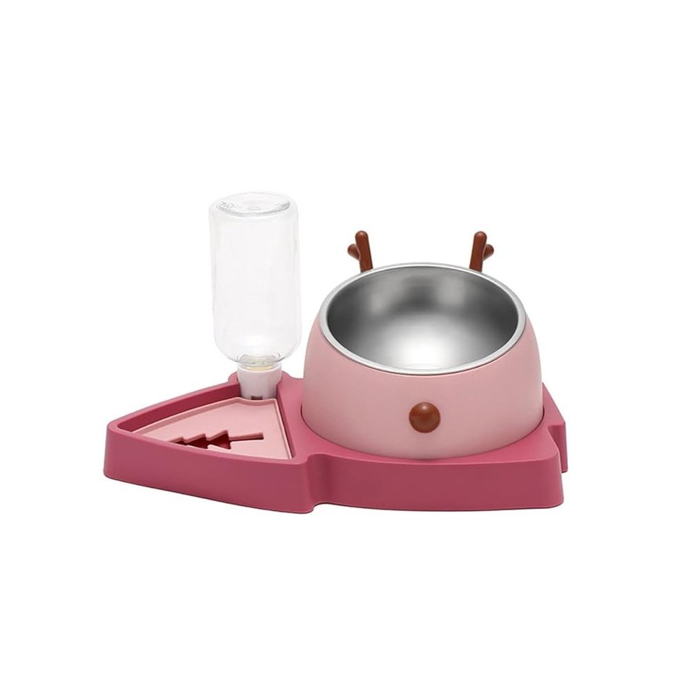 COSYOO Double Pet Food Bowl Detachable Cute Stainless Steel