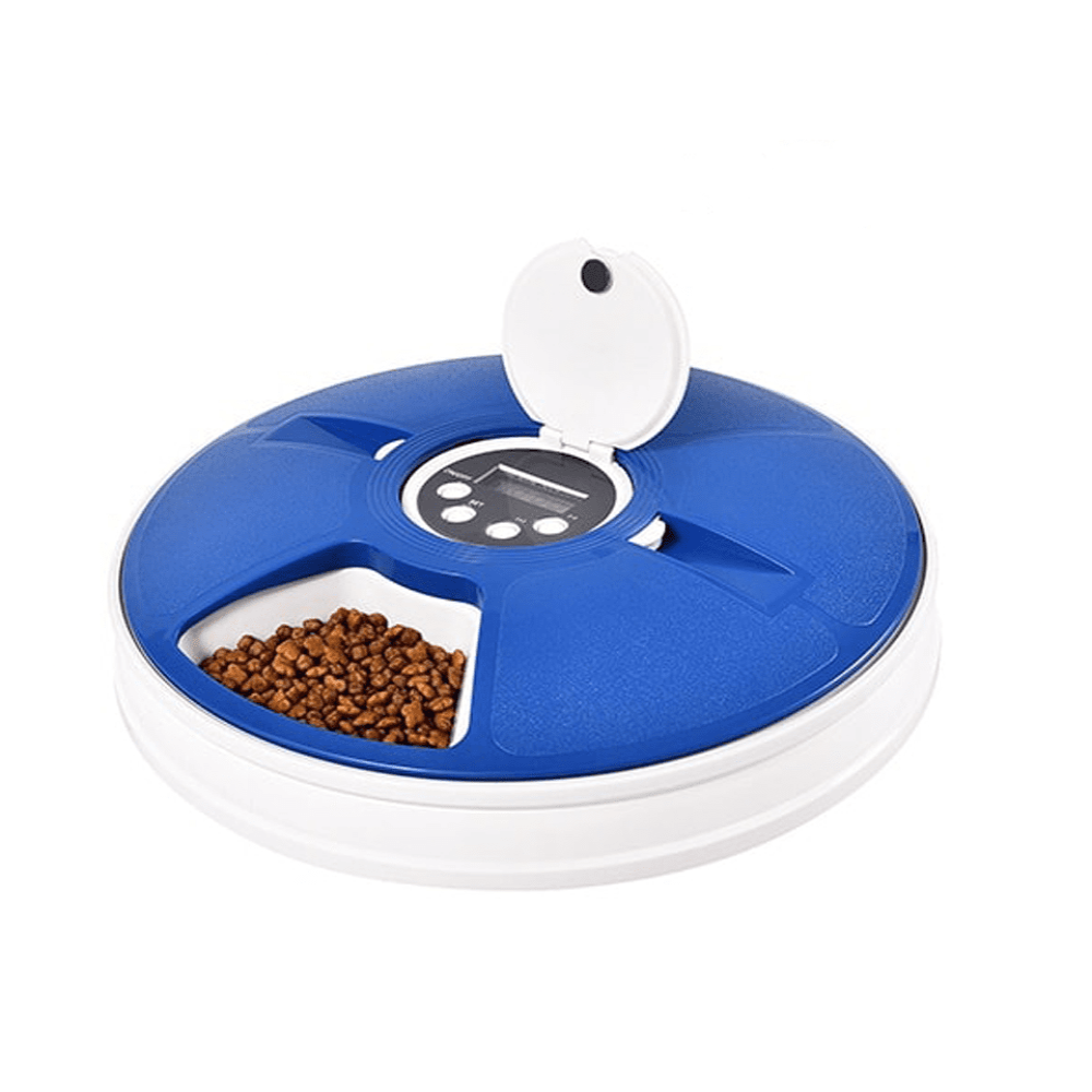 Naomi Blue And White Timed Feeder Pet Bowl