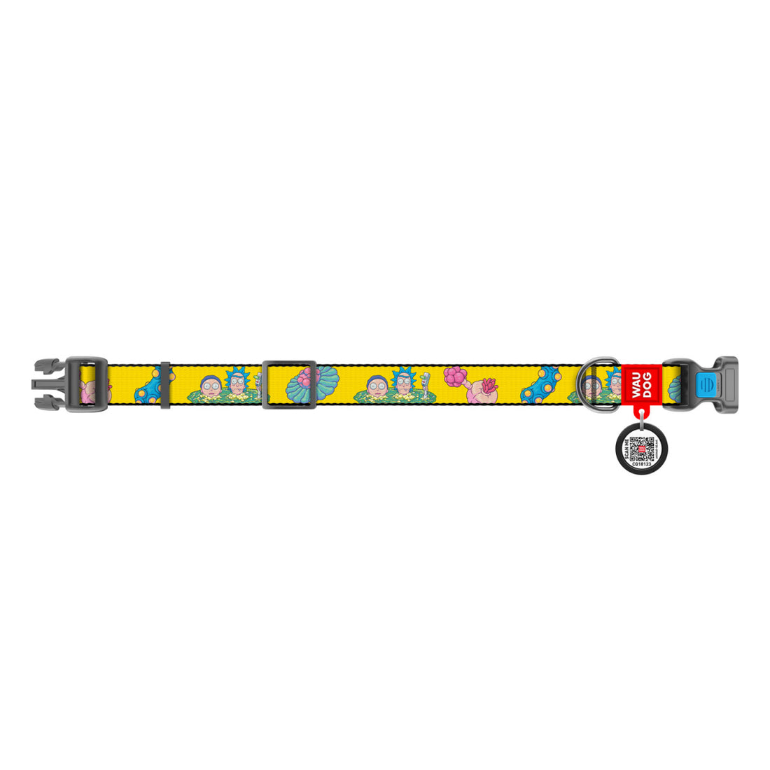 WauDog L Nylon dog collar Rick and Morty Print 31 to 49 in 2.5cm