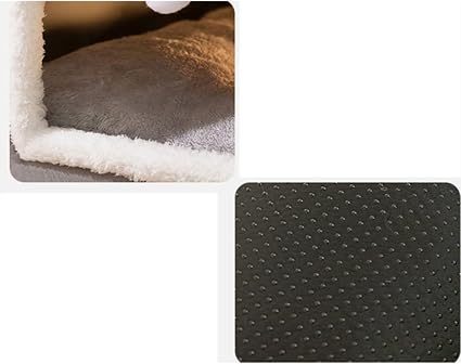 Enclosed Pet Cave House 60x45x37cm Soft Warm Indoor Tent Bed with Hanging Toy for Cats Kittens and Small Dogs Grey