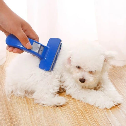 Pet Grooming Slicker Brush with Self Cleaning Button Canine and Feline Hair Remover Small
