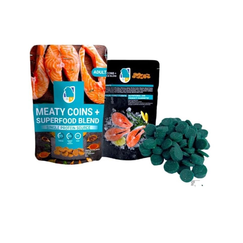 Rich Meaty Coins Plus Treats with salmon for Adult Dogs 80 gr