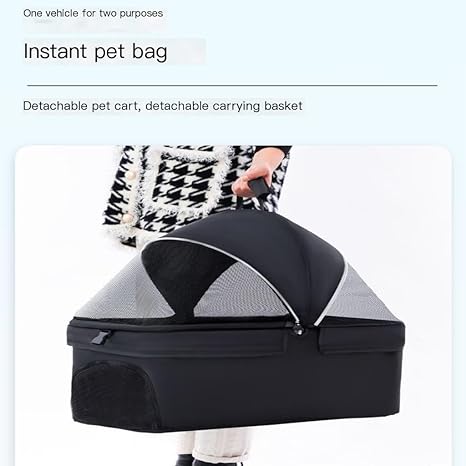 Foldable and Portable small Dog Stroller up to 20 kg - black