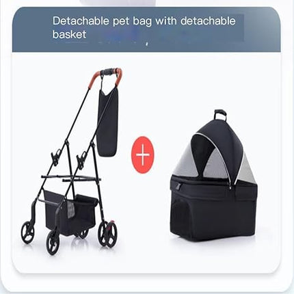 Foldable and Portable small Dog Stroller up to 20 kg - black