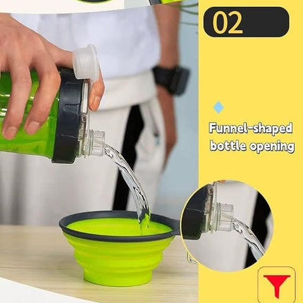 2 in 1 Dog Water Bottle Portable Leak Proof Travel Bottle with Collapsible Silicone Bowl Suitable for Water and Dry Food for Trekking and Hiking Green
