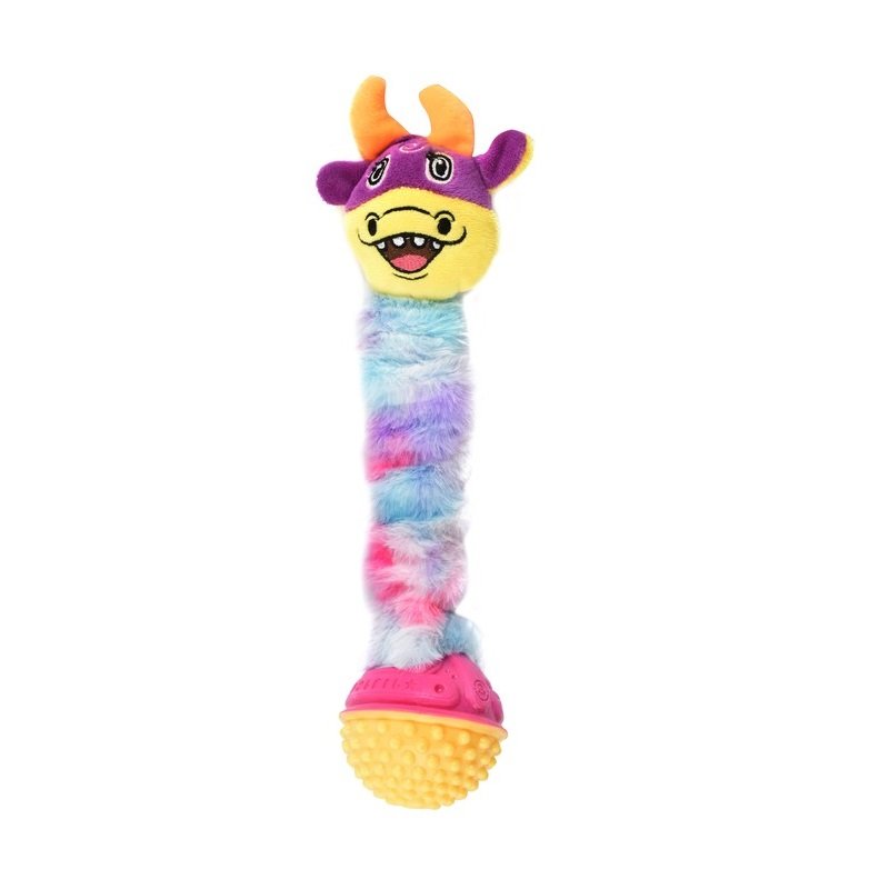 Soleil Multicolored Cow Head Shaped Dog Tug Toy with Ball