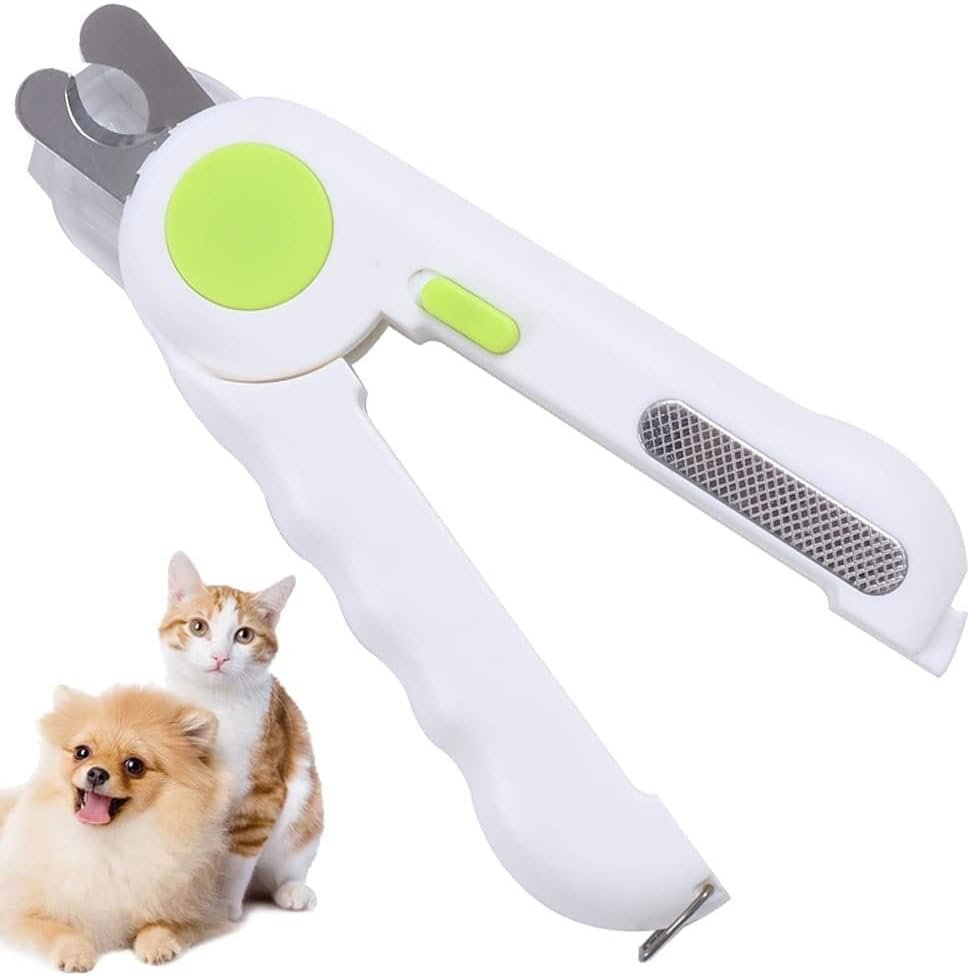 led Pet Nail Clipper with Filer White