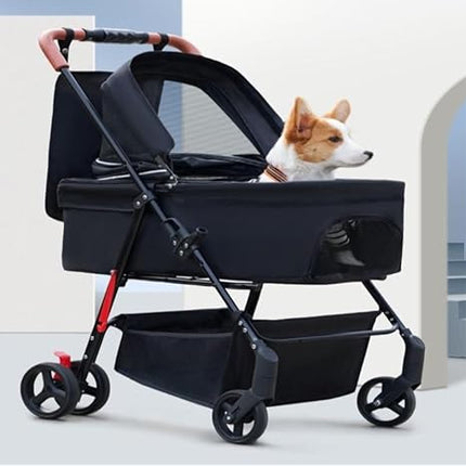 Foldable and Portable small Dog Stroller up to 20 kg - black