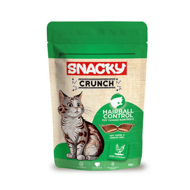 Snacky Crunch hairball Cat Treats with Chicken for Adult Cats 60 gr