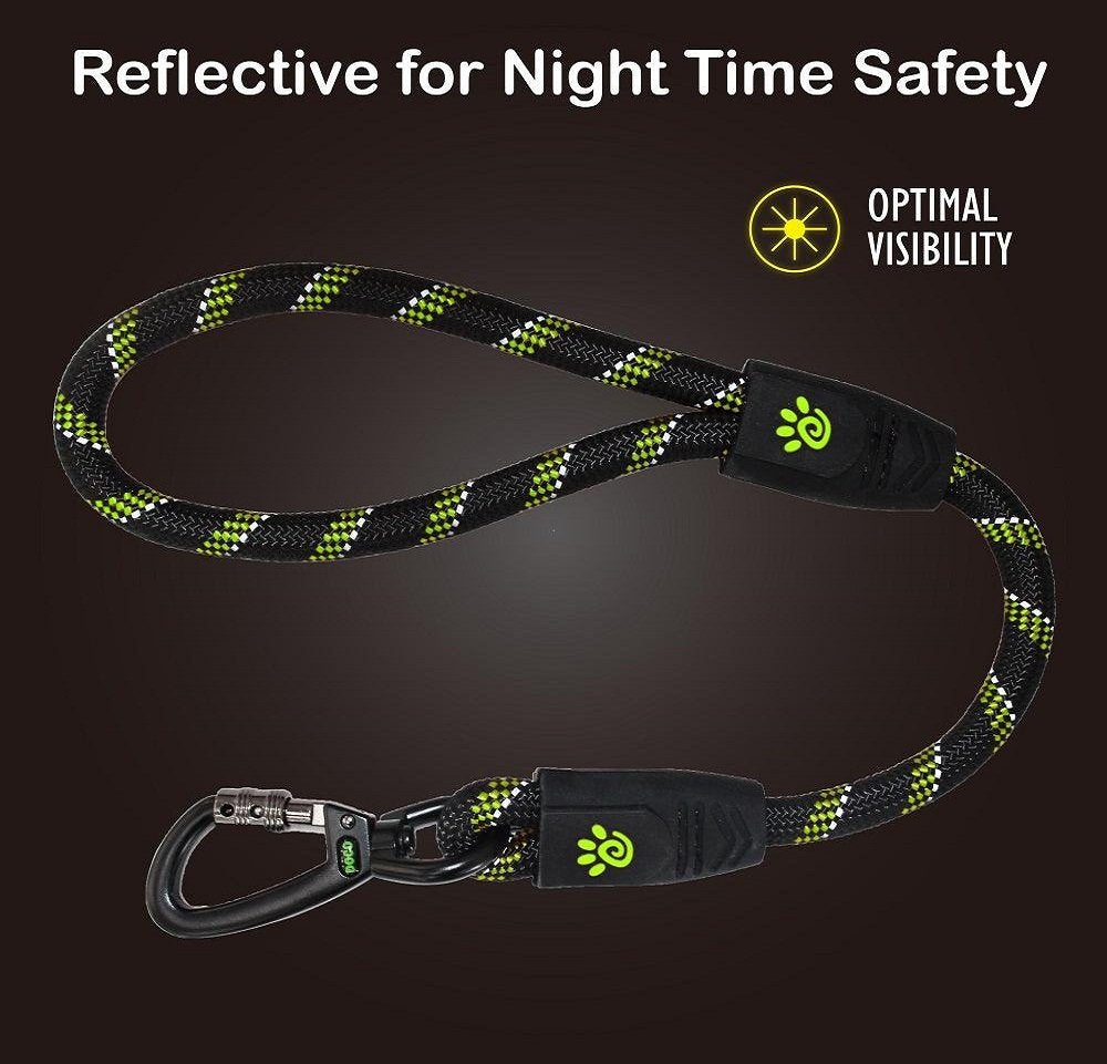 Doco Black and Green Reflective Rope Dog Leash 150cm