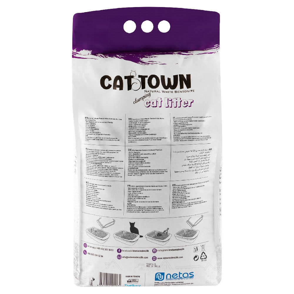 Cat Town White Bentonite Clumping Cat Litter Lavender Scent 5 L