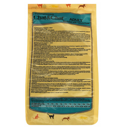 Chat and Chat Dry Food for Adult Cats Tuna and Peas Flavor 900 gr