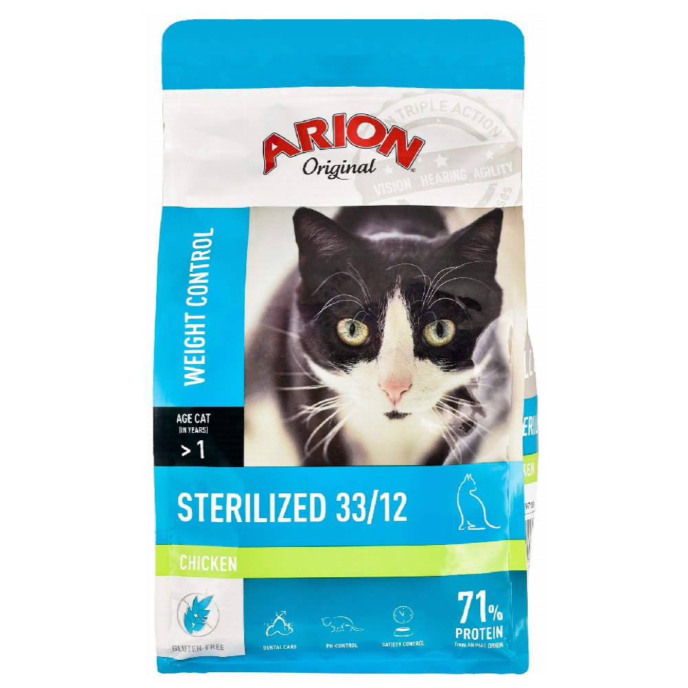 Arion Weight Control 33/12 Dry Food with Chicken for Sterilized Cats (1+ Years)