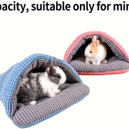 Semi-Enclosed Small Animal And Kitten Sleeping Bag Bed 12.6"x11.81"x6.3" Soft Polar Fleece Kennel Nest