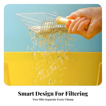 Wire Mesh Litter Scoop Durable Metal Sifter with Wooden Handle