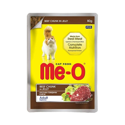 Me-O Wet Food Chunks with Beef in Jelly for Adult Cats 80 gr