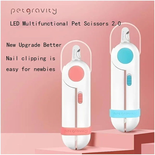 مقص أظافر الحيوانات الأليفة مع مبرد باللون الأبيض