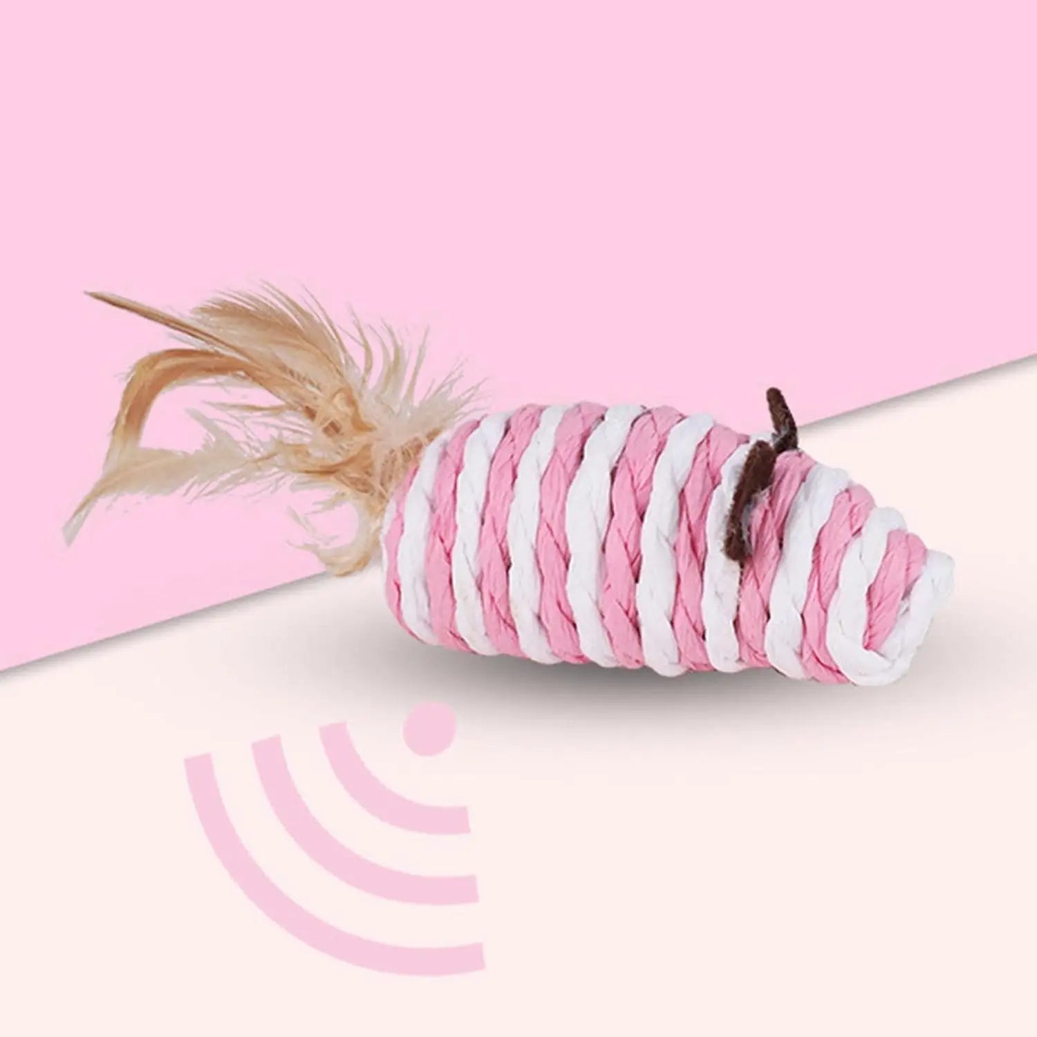 Naomi Pink and White Mouse Shaped Cat Toy