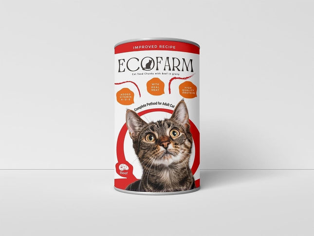 Eco Farm Cat Eco farm wet food Chunks with beef for adult cat 400 gr