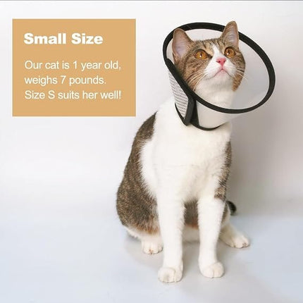 Transparent Elizabethan Recovery Collar for Cats Adjustable Anti-Licking Cone Size 1 Xs