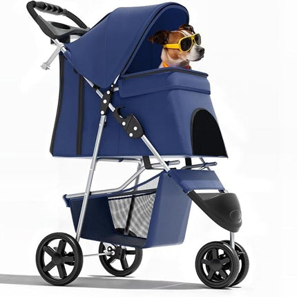 Foldable and Portable small Dog Stroller up to 20 kg Blue