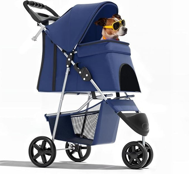 Foldable and Portable small Dog Stroller up to 20 kg Blue