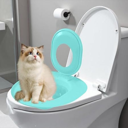 Cat Toilet Training System Reusable Litter Box Trainer and Potty Training Seat for Cats and Kittens Blue