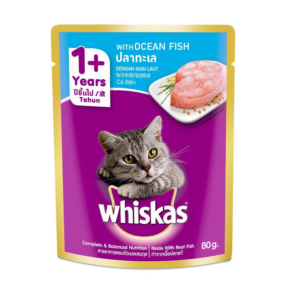 Whiskas Wet Cat Food with Ocean Fish for Adult Cats 1+ Years 80 gr