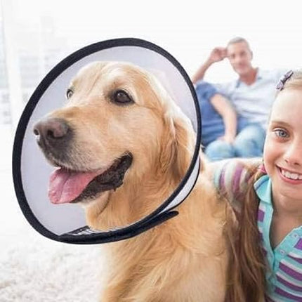 Transparent Elizabethan Recovery Collar for Dogs Adjustable Anti Licking Cone Size 2