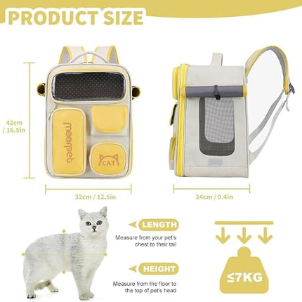 Adjustable Breathable Pet Carrier Backpack for Small Cats And Dogs Yellow