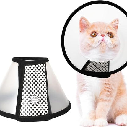 Transparent Elizabethan Recovery Collar for Cats Adjustable Anti-Licking Cone Size 1 Xs