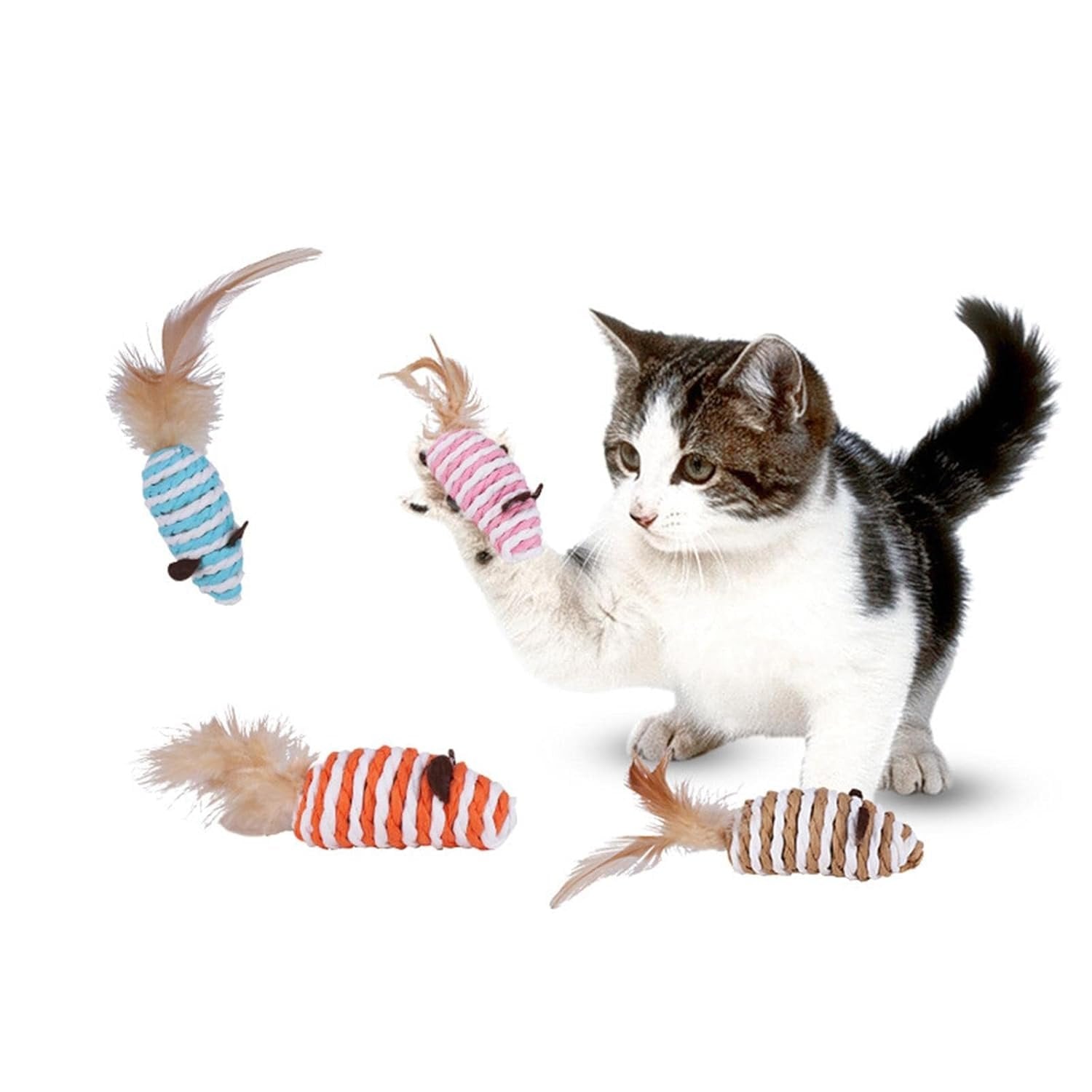 Naomi Pink and White Mouse Shaped Cat Toy