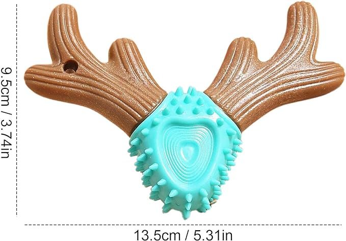 Bone toy for pets made of wood in Turquoise and brown