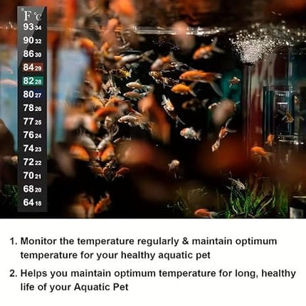 Stick On Aquarium Thermometer Strip for Fish Tanks Celsius and Fahrenheit