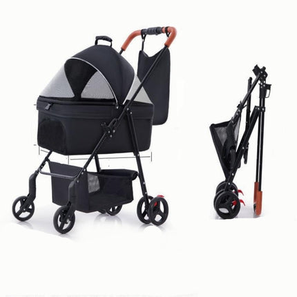 Foldable and Portable small Dog Stroller up to 20 kg - black