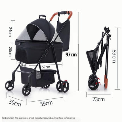 Foldable and Portable small Dog Stroller up to 20 kg - black