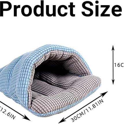 Semi-Enclosed Small Animal And Kitten Sleeping Bag Bed 12.6"x11.81"x6.3" Soft Polar Fleece Kennel Nest