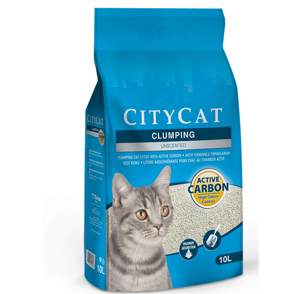 City Cat Unscented Clumping Cat Litter with Active Carbon10 L