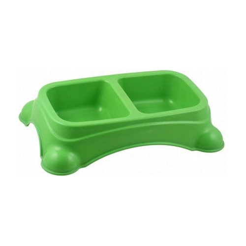 Food and water bowl for cats and dogs with two bases