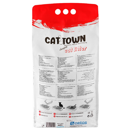 رمل قطط أبيض من بنتونيت من كات تاون، برائحة بودرة الأطفال، 5 لتر 