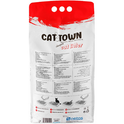 رمل قطط متكتلة من بنتونيت بيضاء من كات تاون، برائحة بودرة الأطفال، 10 لتر 