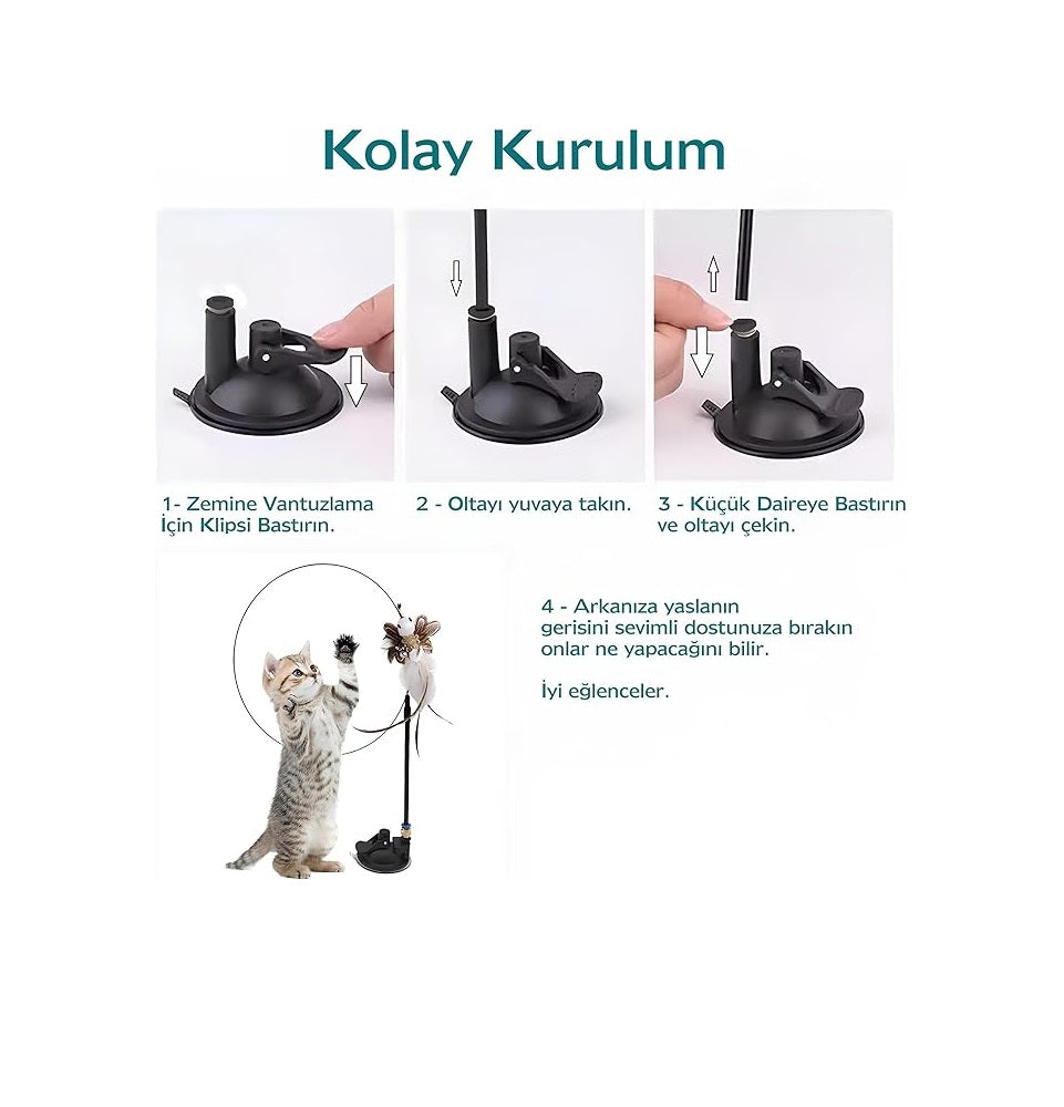 Feather Wand Cat Toy with Suction