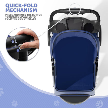 Foldable and Portable small Dog Stroller up to 20 kg Blue