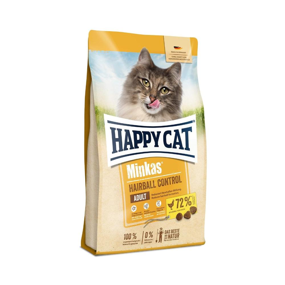 Happy Cat Minkas Hairball Control Dry Food with Chicken for Adult Cats 1.5 kg