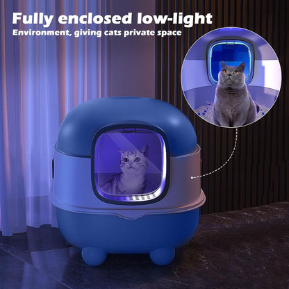 Naomi Submarine Oval Cat Litter Box with UV light and Scoop